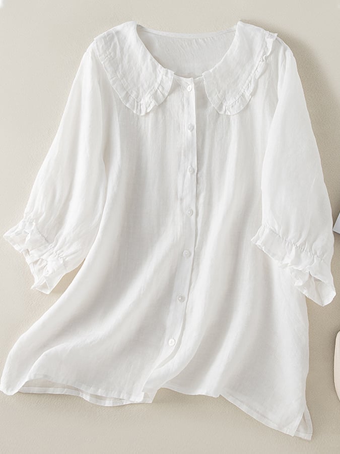 Emma | Women Loose Fit Ruffle Collar Shirt
