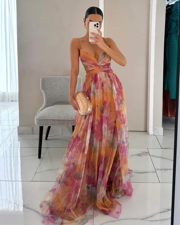 Alice | Women’s Printed Spaghetti Strap Maxi Dress