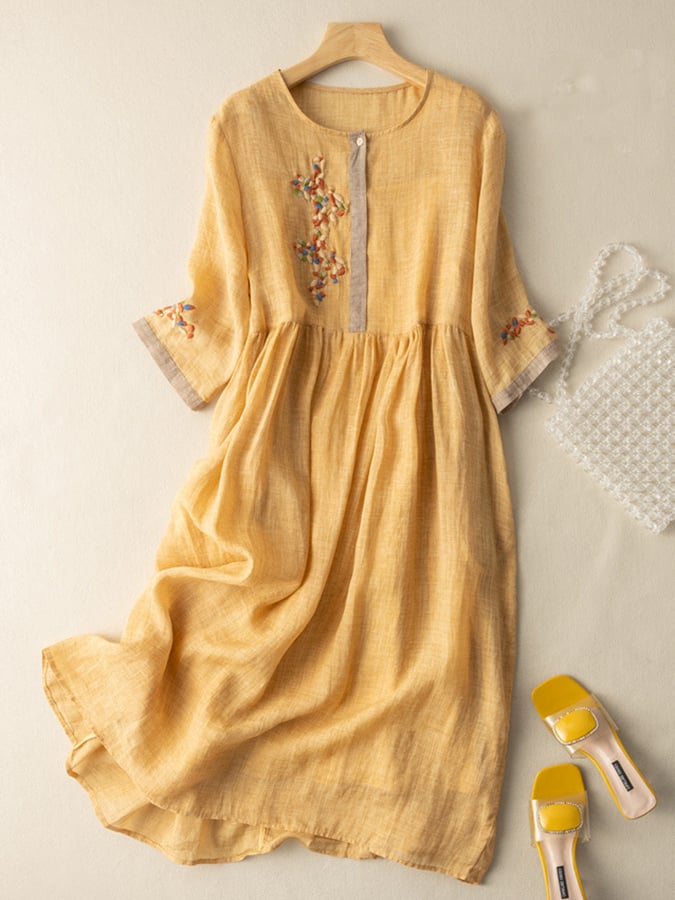 Evelyn | Women’s Summer Embroidered Ethnic Midi Dress