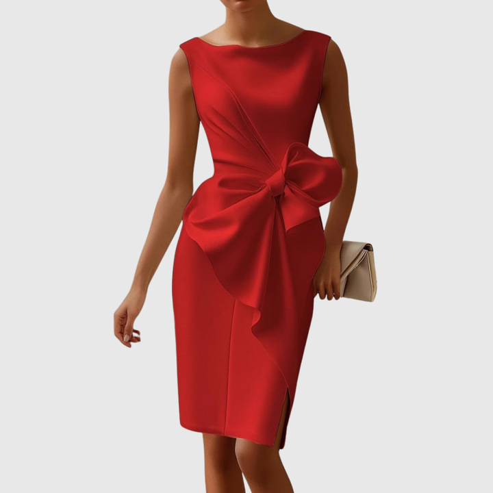 Olivia | Womens Elegant Bow Detail Midi Dress