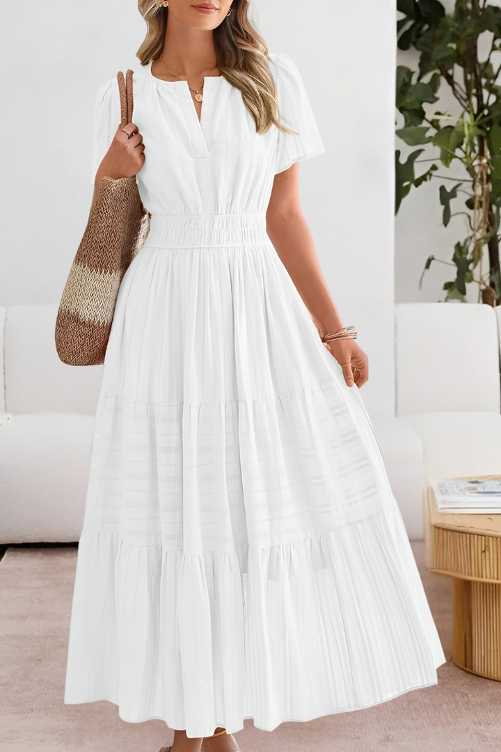 Alice | Women's Boho Short Sleeve Smocked Midi Dress