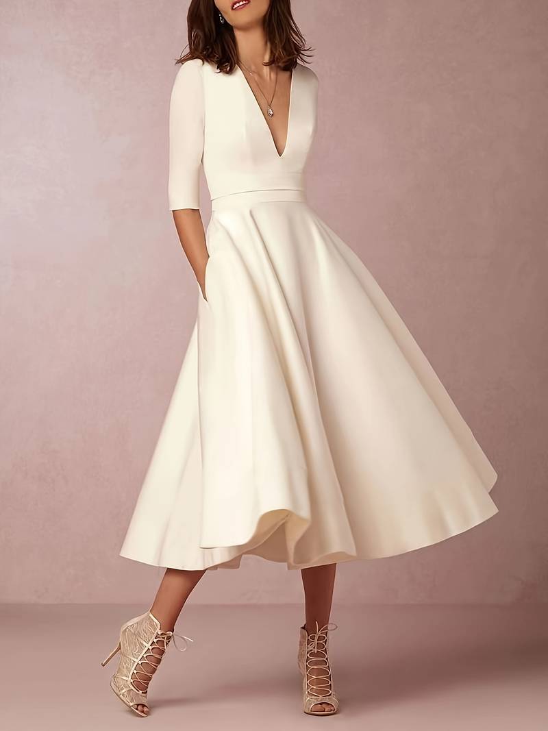 Isabelle | Women’s Wedding Guest Elegant Flared Midi Dress