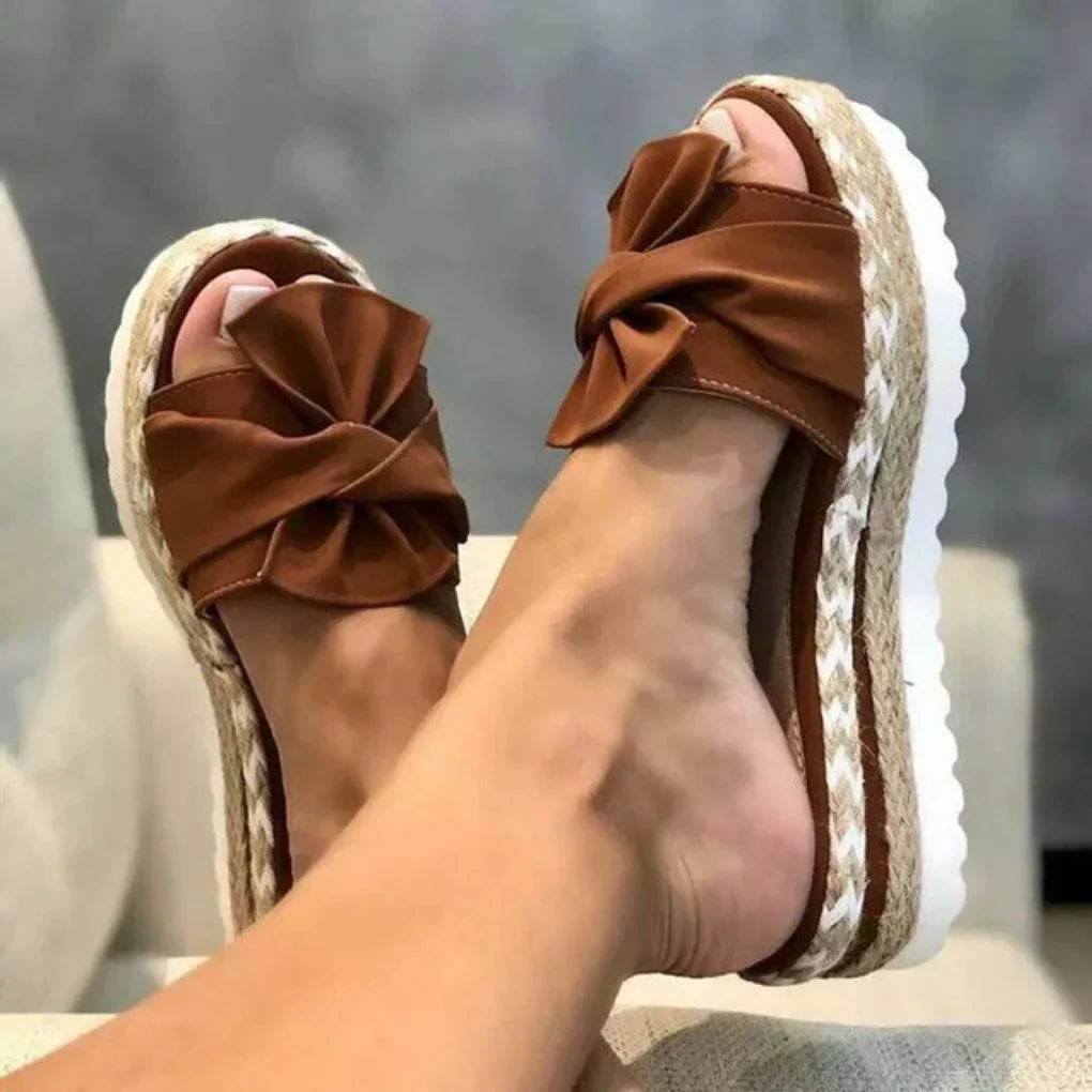 Fiona | Women’s Spring Bow Platform Slide Sandals