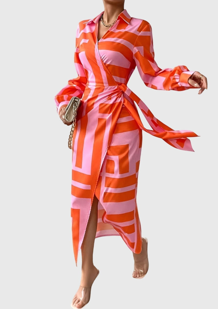 Emma | Womens Striped Wrap Midi Dress
