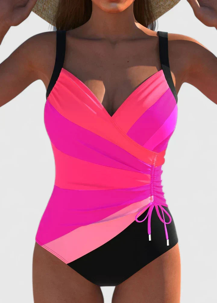 Ovrin | Women’s Striped Wrap-Front One-Piece Swimsuit