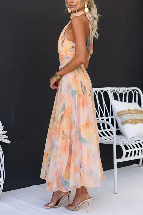 Victoria | Women’s Summer Halter Floral Maxi Dress
