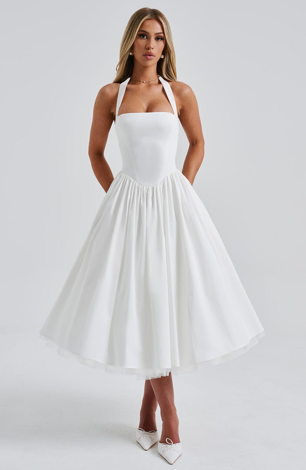 Arden | Women’s Wedding Guest Halter Midi Dress