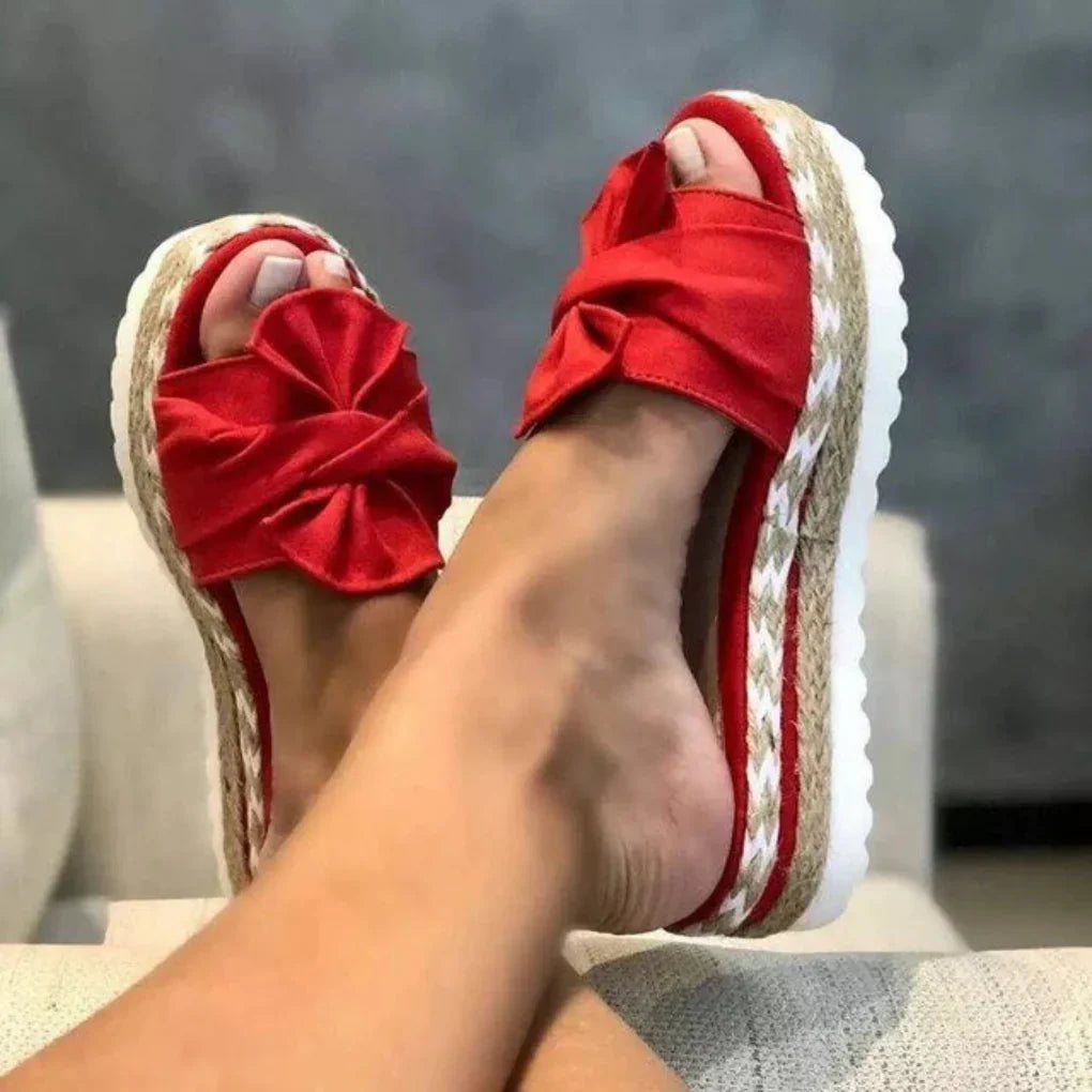 Fiona | Women’s Spring Bow Platform Slide Sandals