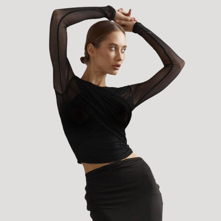 Paige | Women’s Spring Sheer Wrap Long-Sleeve Top
