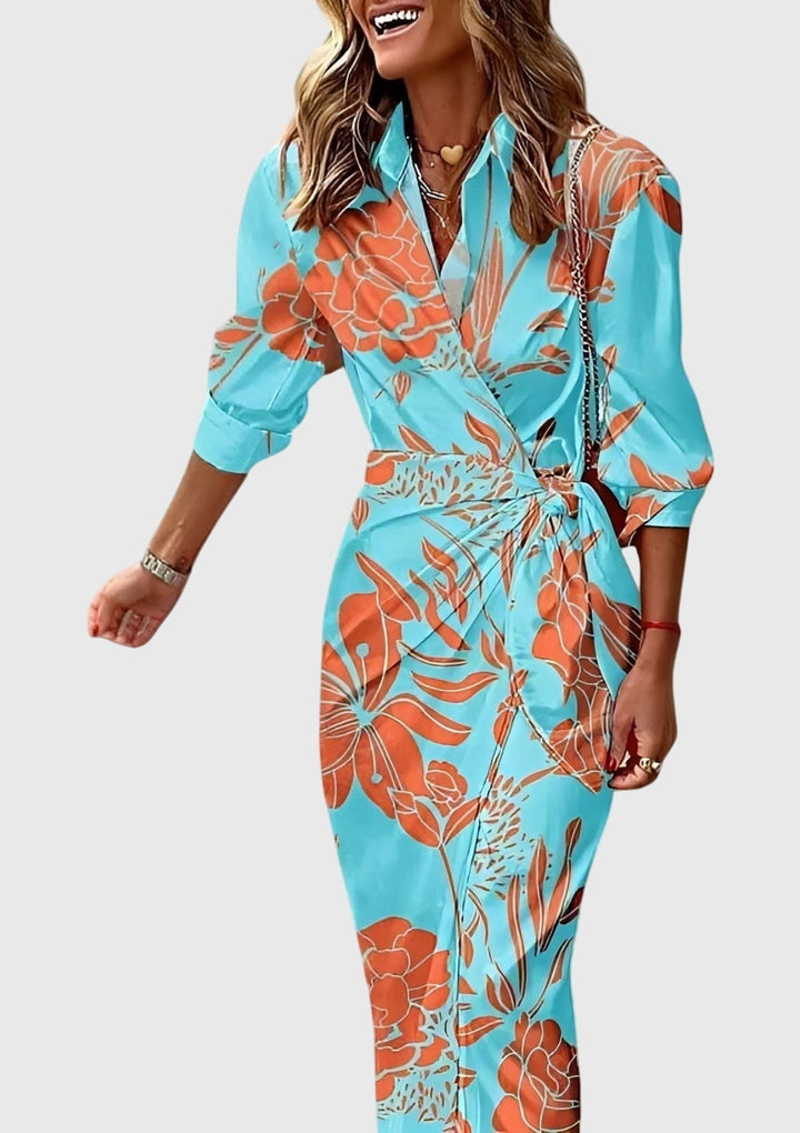 Emma | Womens Striped Wrap Midi Dress