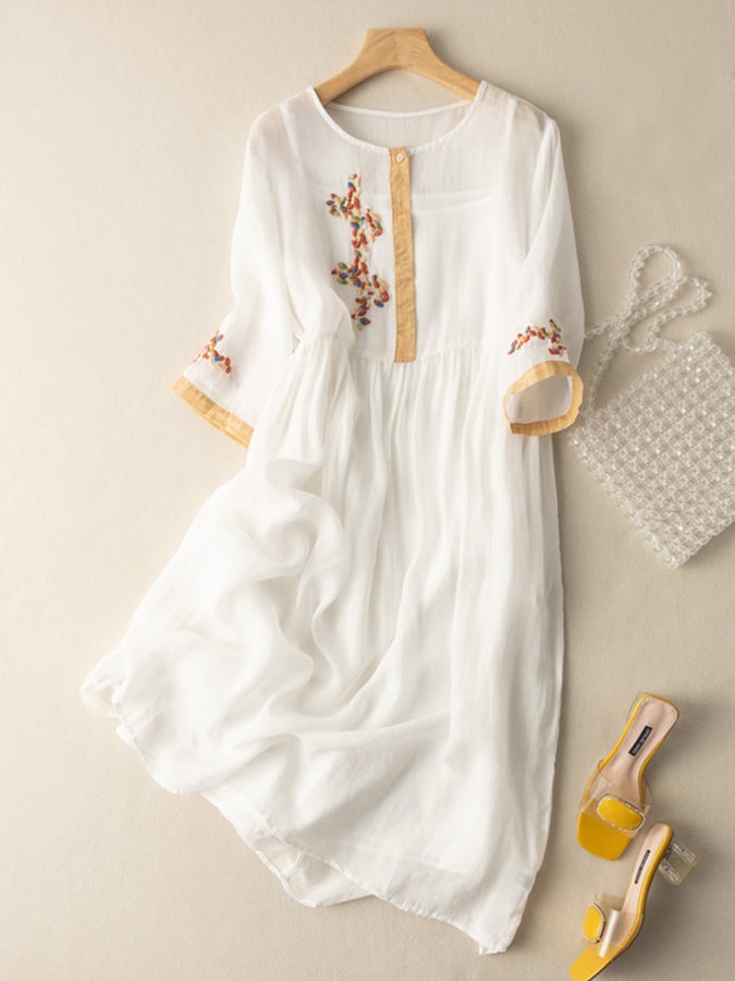 Evelyn | Women’s Summer Embroidered Ethnic Midi Dress