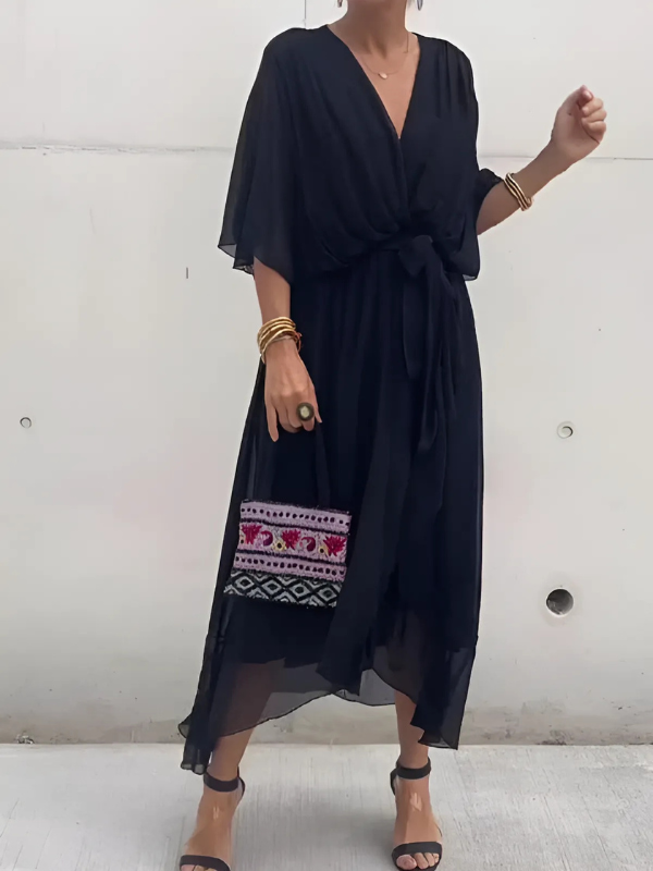 Daisy | Women's  Tie Waist Flutter Sleeve Midi Dress