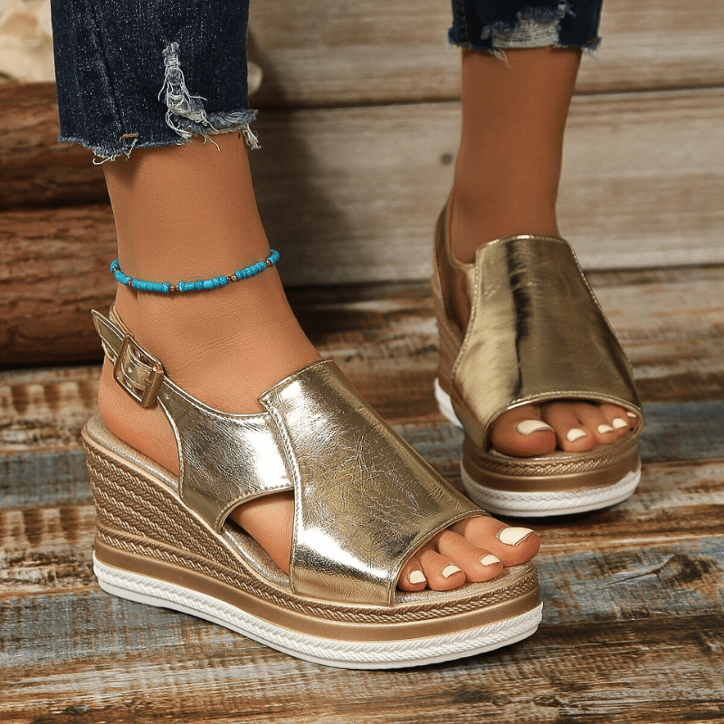 Hannah | Womens Metallic Platform Comfort Sandals