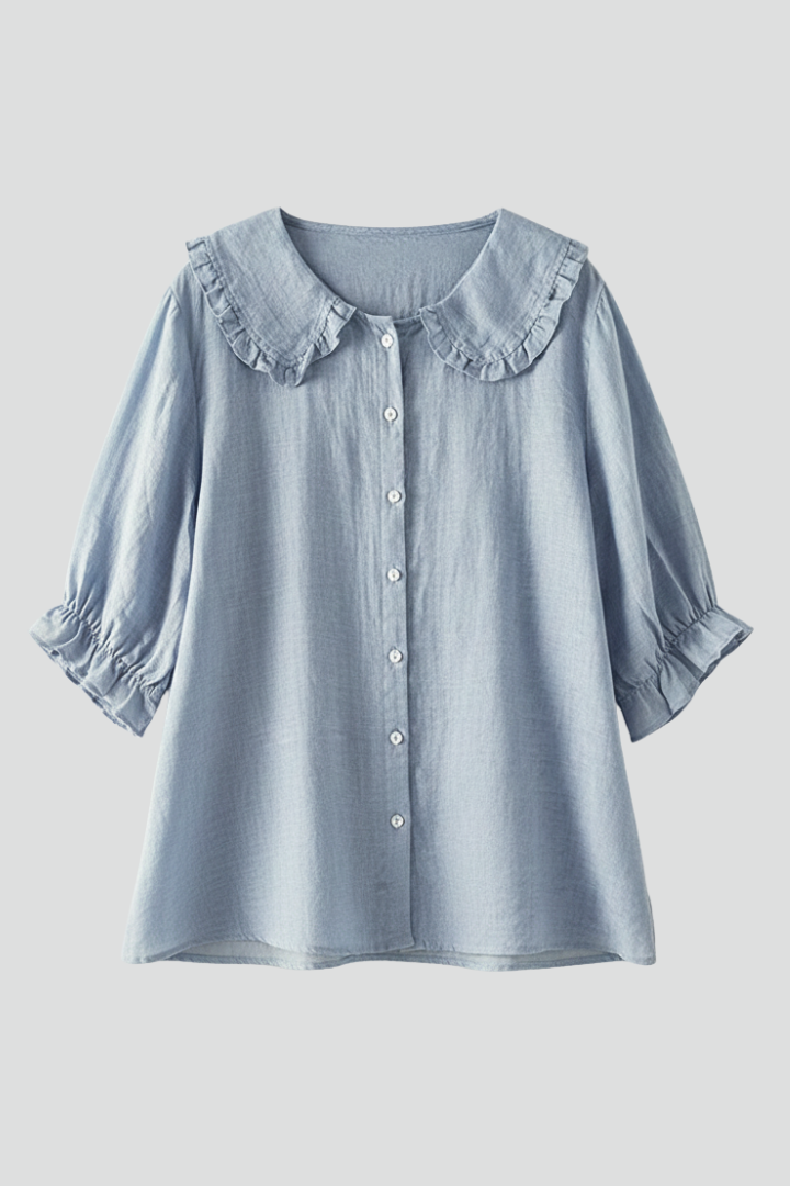 Emma | Women’s Casual Shirt with Ruffled Collar and Buttons