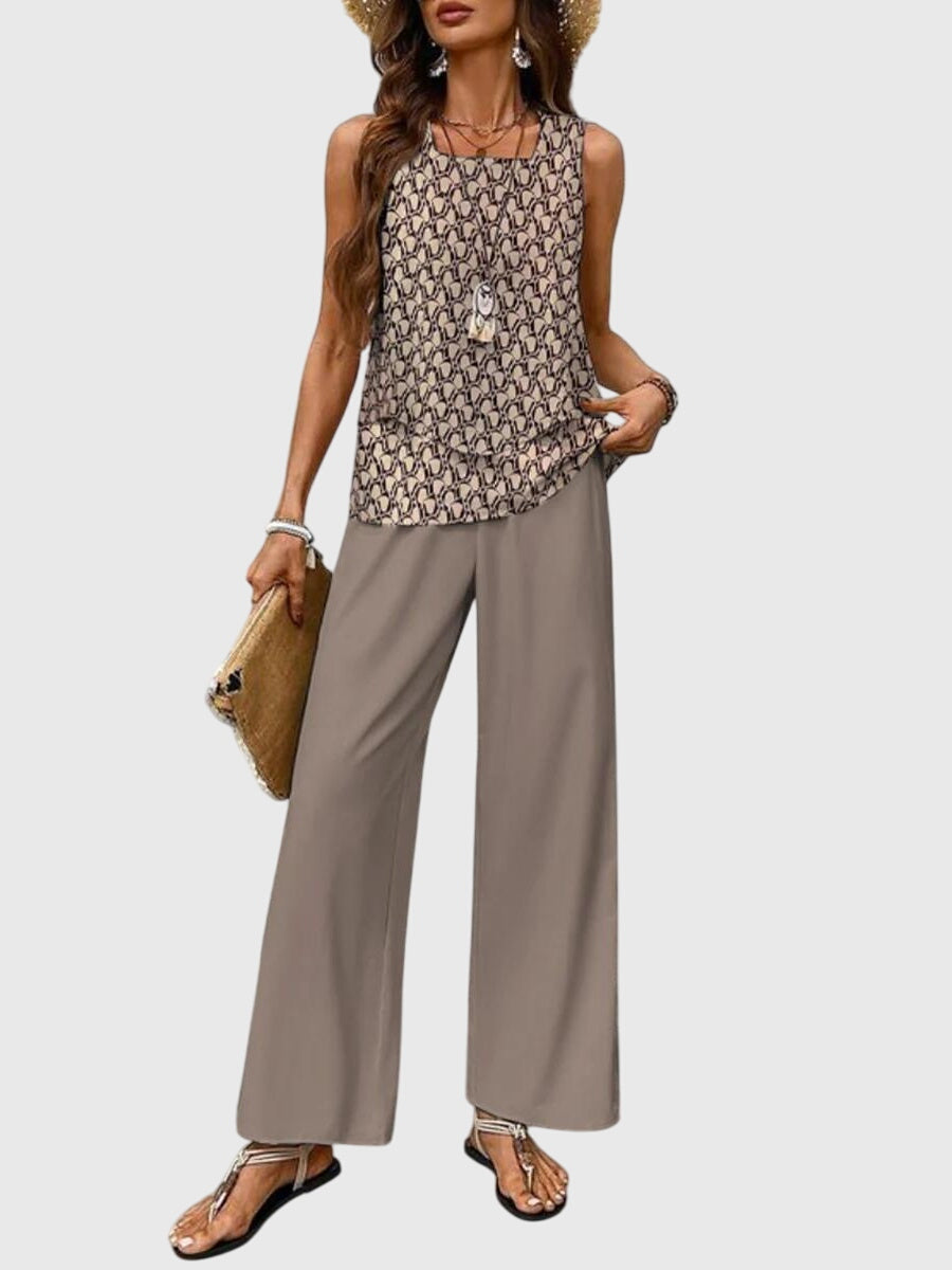 Clara | Womens Two Piece Wide Leg Pants Set