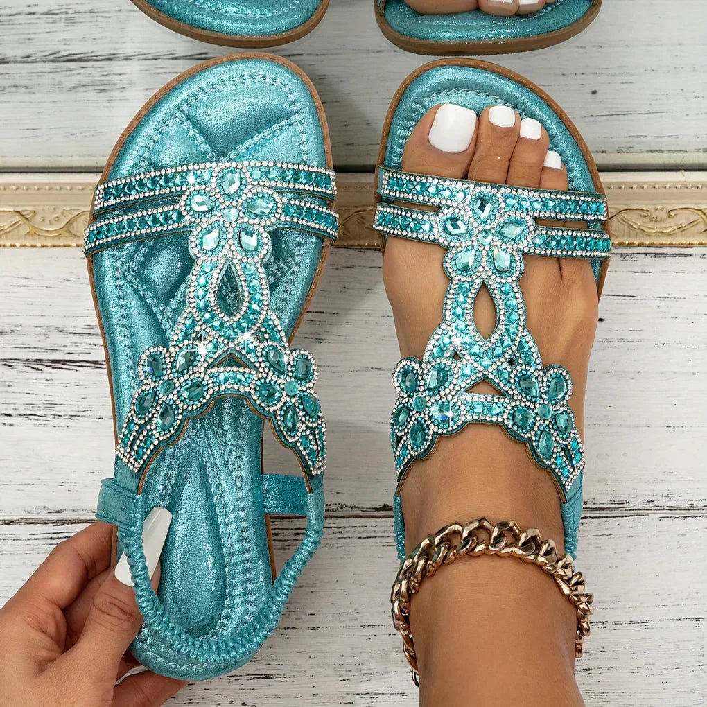 Faith | Women’s Spring Floral Embellished Flat Sandals