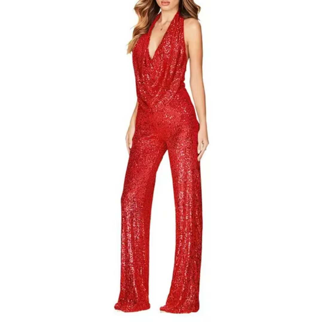 Rachel | Women Sequin Halter Neck Jumpsuit
