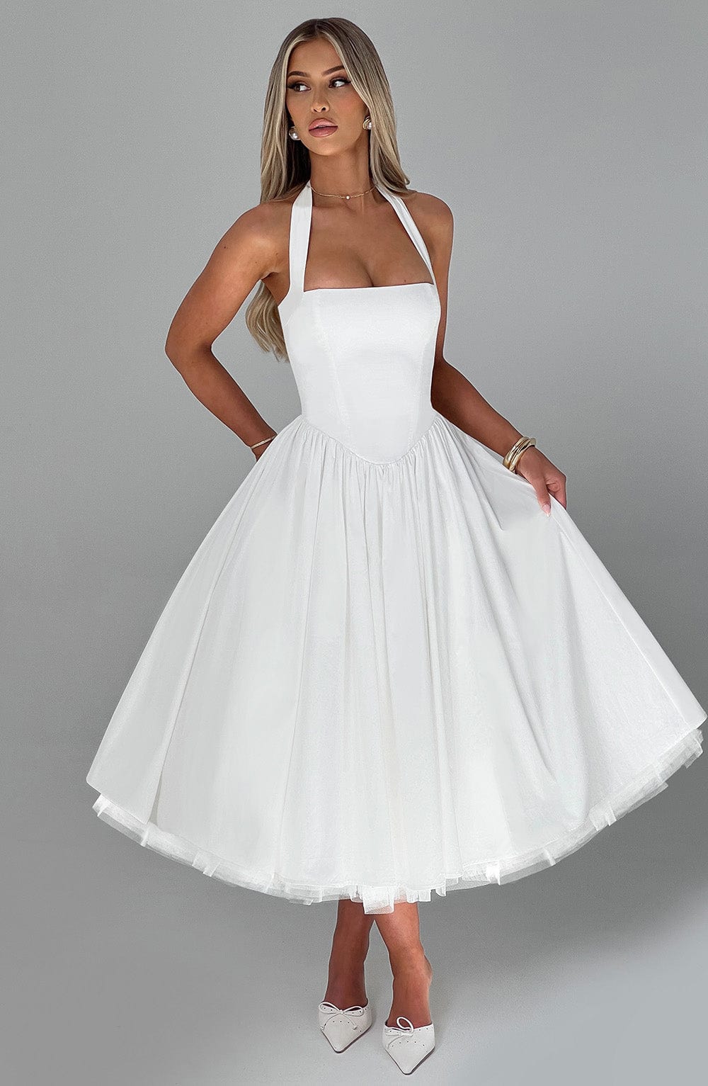 Arden | Women’s Wedding Guest Halter Midi Dress