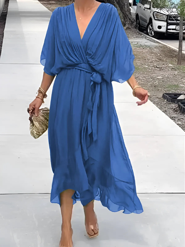Daisy | Women's  Tie Waist Flutter Sleeve Midi Dress