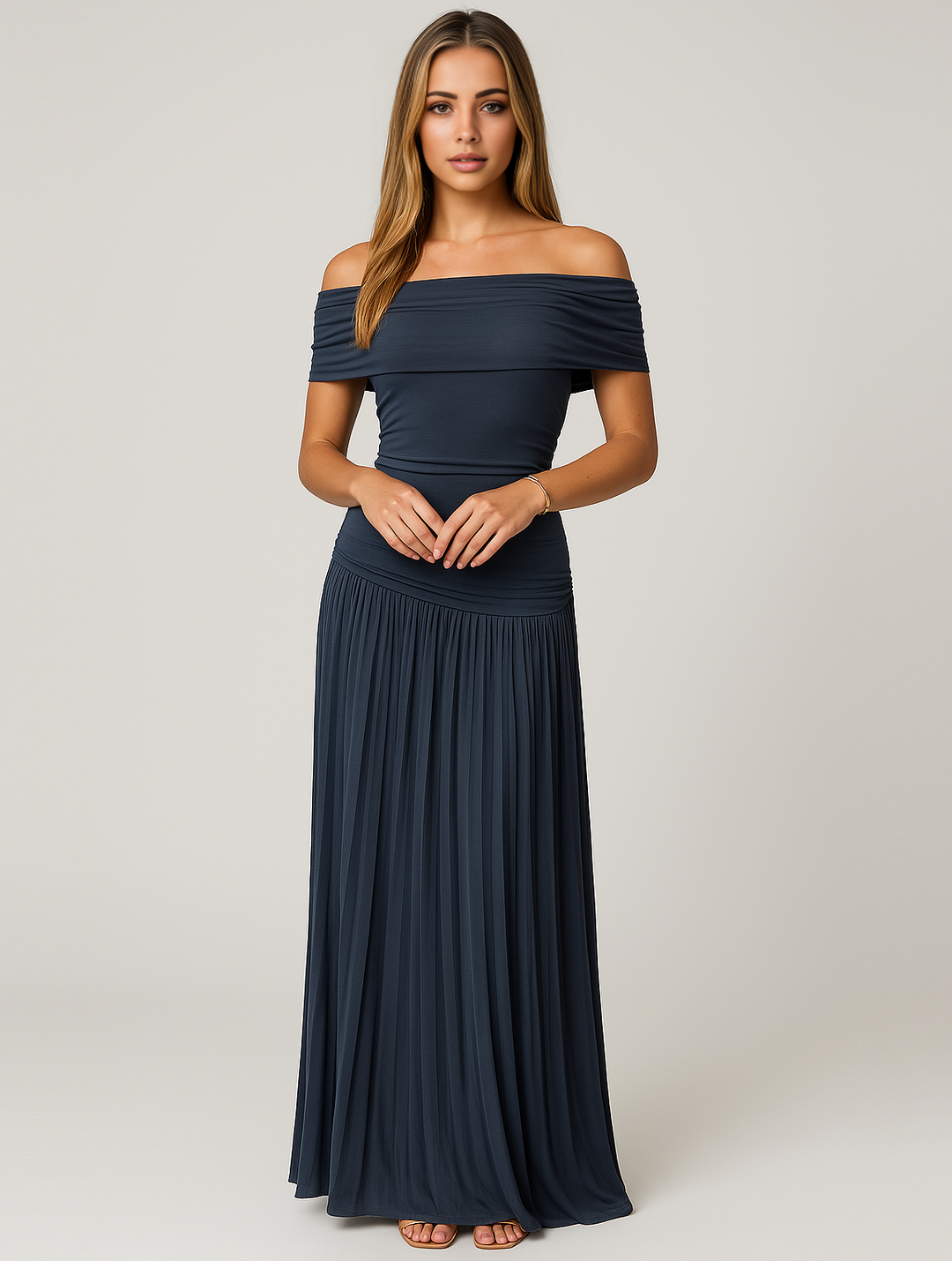 Daisy | Women Wedding Guest Pleated Maxi Dress