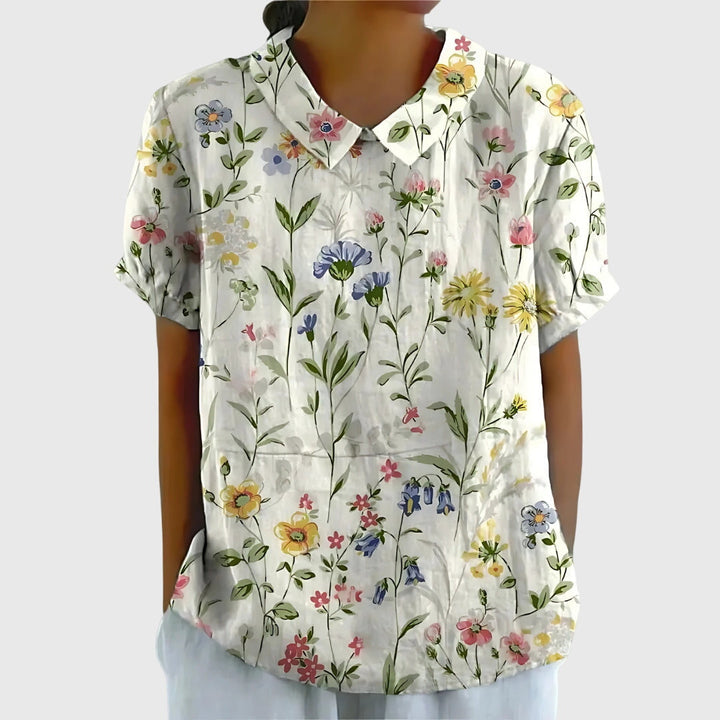 Eleanor | Womens Floral Collar Short Sleeve Blouse