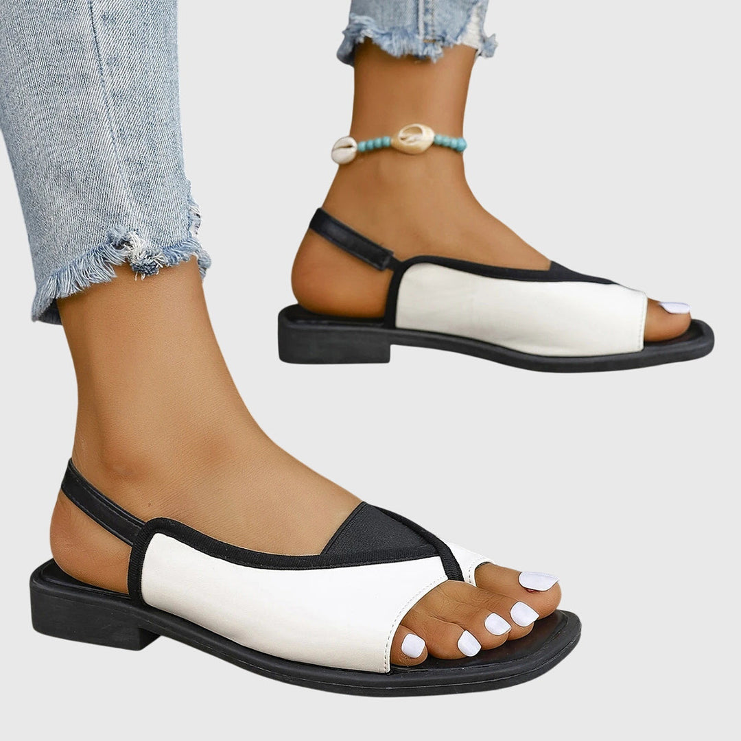 Mabel | Womens Contrast Strap Flat Sandals