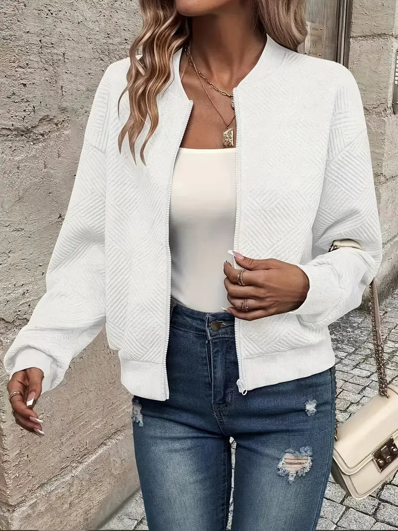 Hannah | Women’s Casual Pattern Front Zip Cardigan
