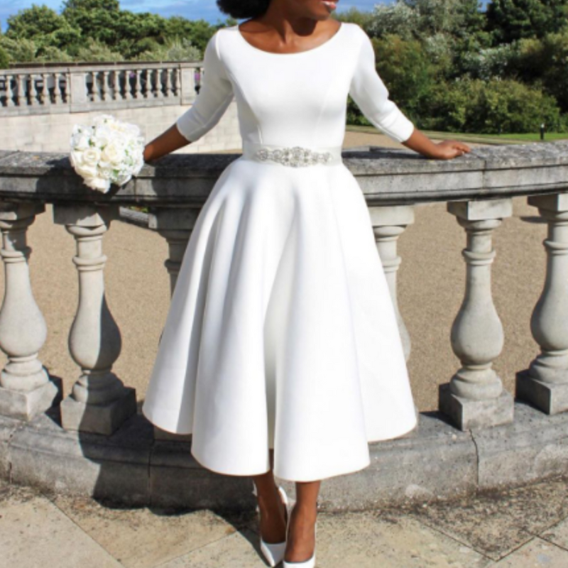 Chloe | Women’s Classic A Line Midi Wedding Guest Dress