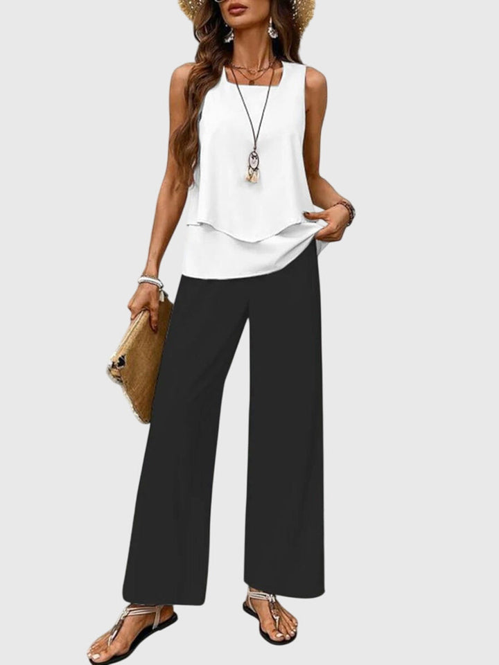 Clara | Womens Two Piece Wide Leg Pants Set