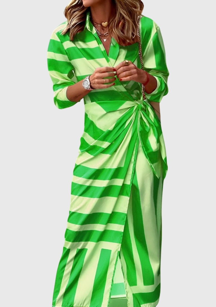 Emma | Womens Striped Wrap Midi Dress