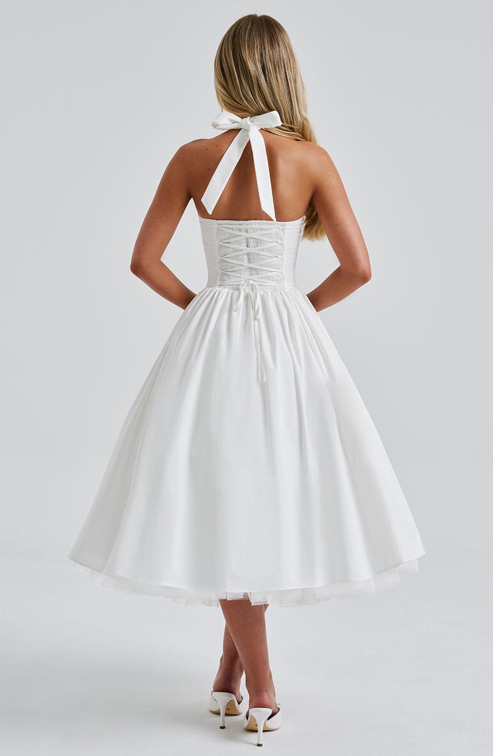 Arden | Women’s Wedding Guest Halter Midi Dress
