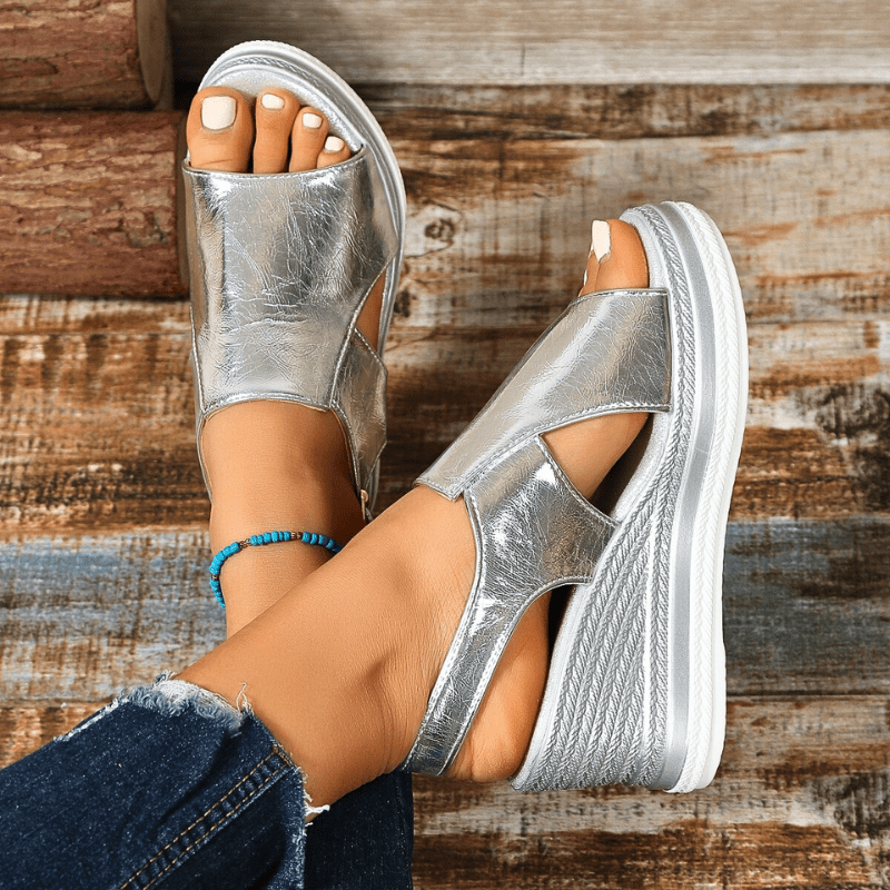 Hannah | Womens Metallic Platform Comfort Sandals