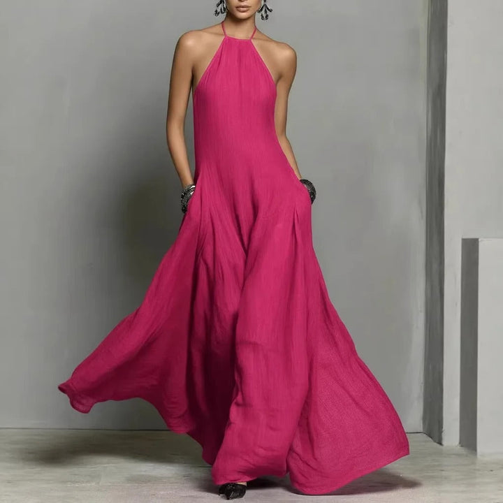 Scarlett | Women's Halter Neck Sleeveless Linen Blend Maxi Dress