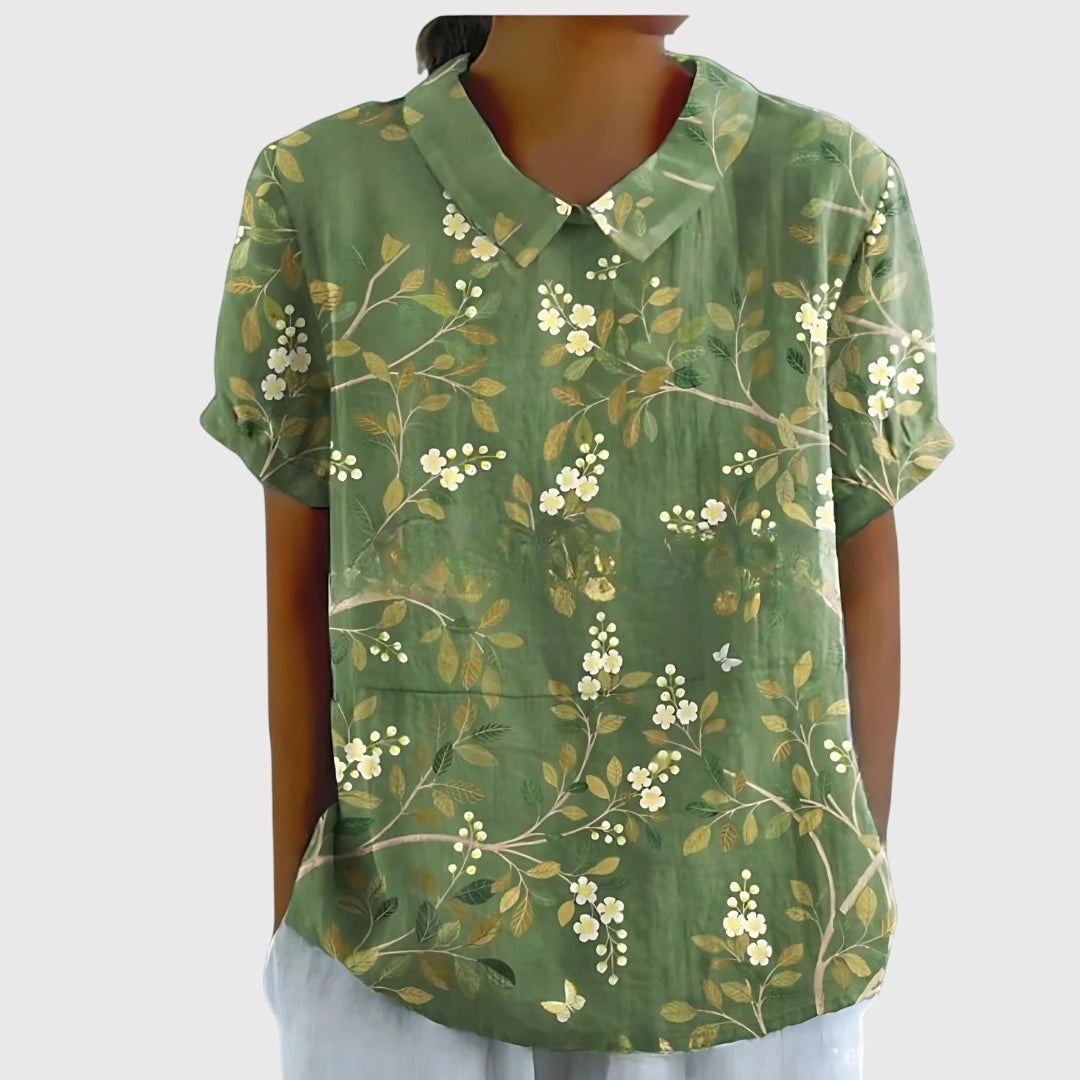 Eleanor | Womens Floral Collar Short Sleeve Blouse