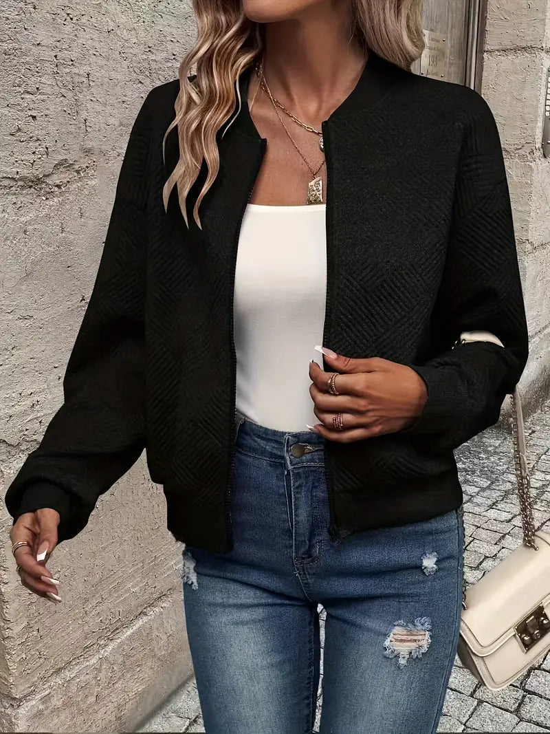 Hannah | Women’s Casual Pattern Front Zip Cardigan