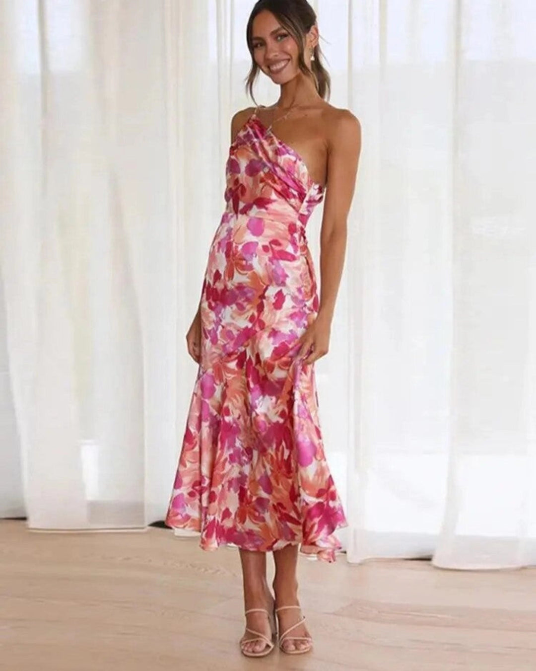 Gabriella | Women’s Summer Maxi Dress with Asymmetrical Cut and Floral Pattern