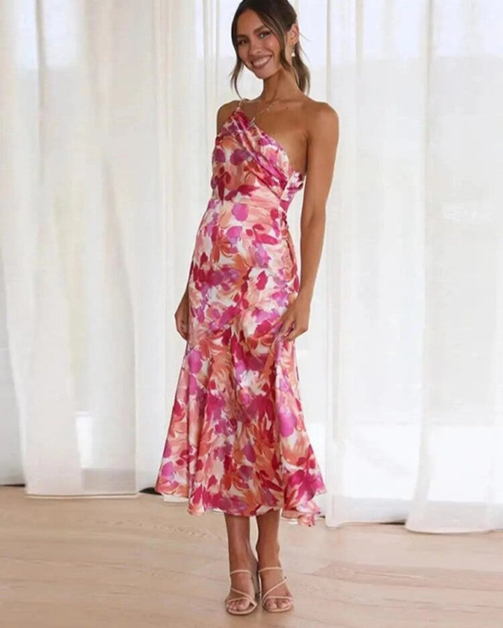 Gabriella | Women’s Summer Maxi Dress with Asymmetrical Cut and Floral Pattern