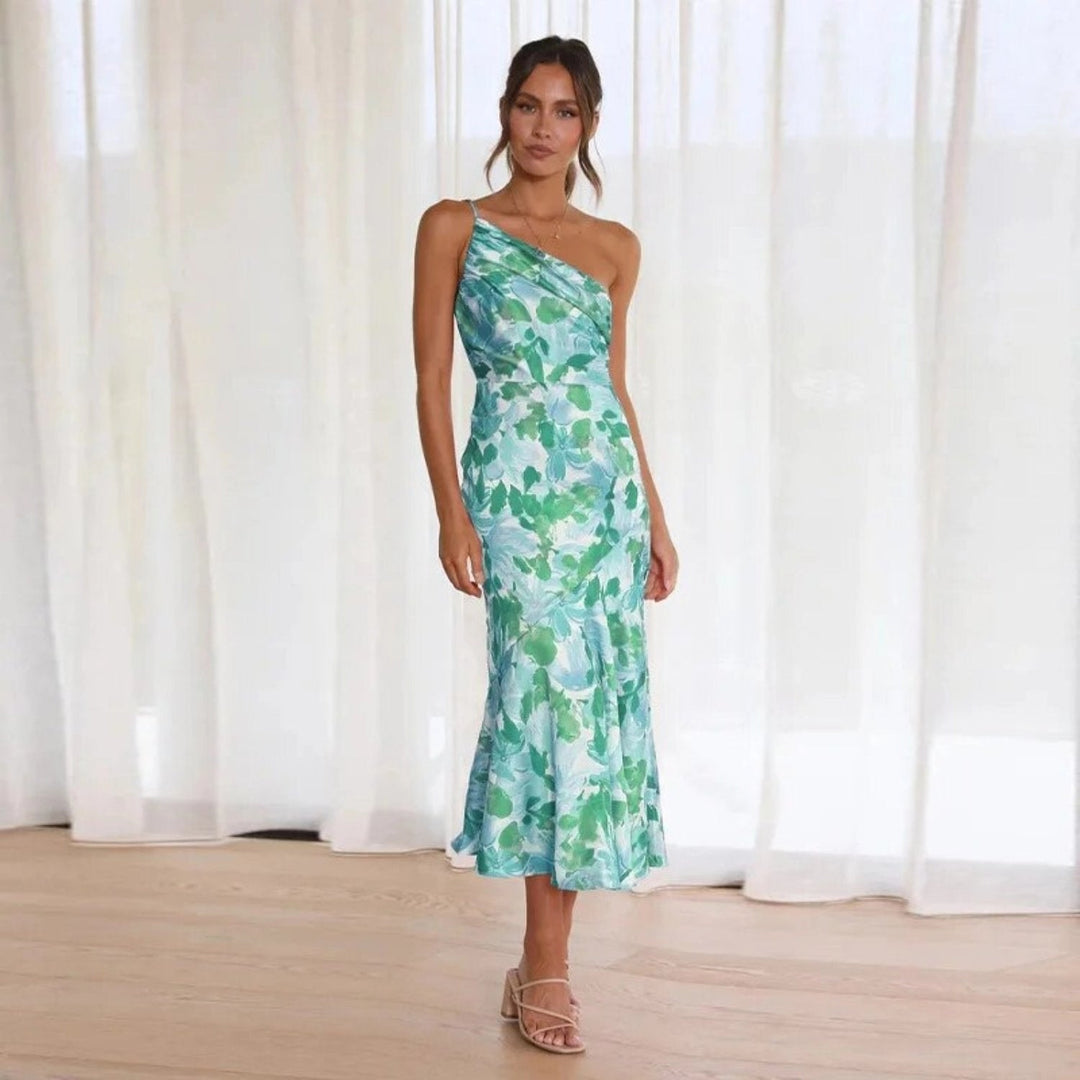 Gabriella | Women’s Summer Maxi Dress with Asymmetrical Cut and Floral Pattern