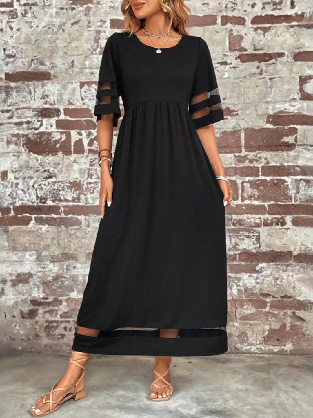 Isabella | Women Elegant Sheer Panel Maxi Dress
