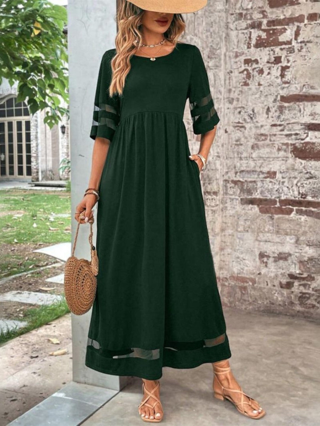 Isabella | Women Elegant Sheer Panel Maxi Dress