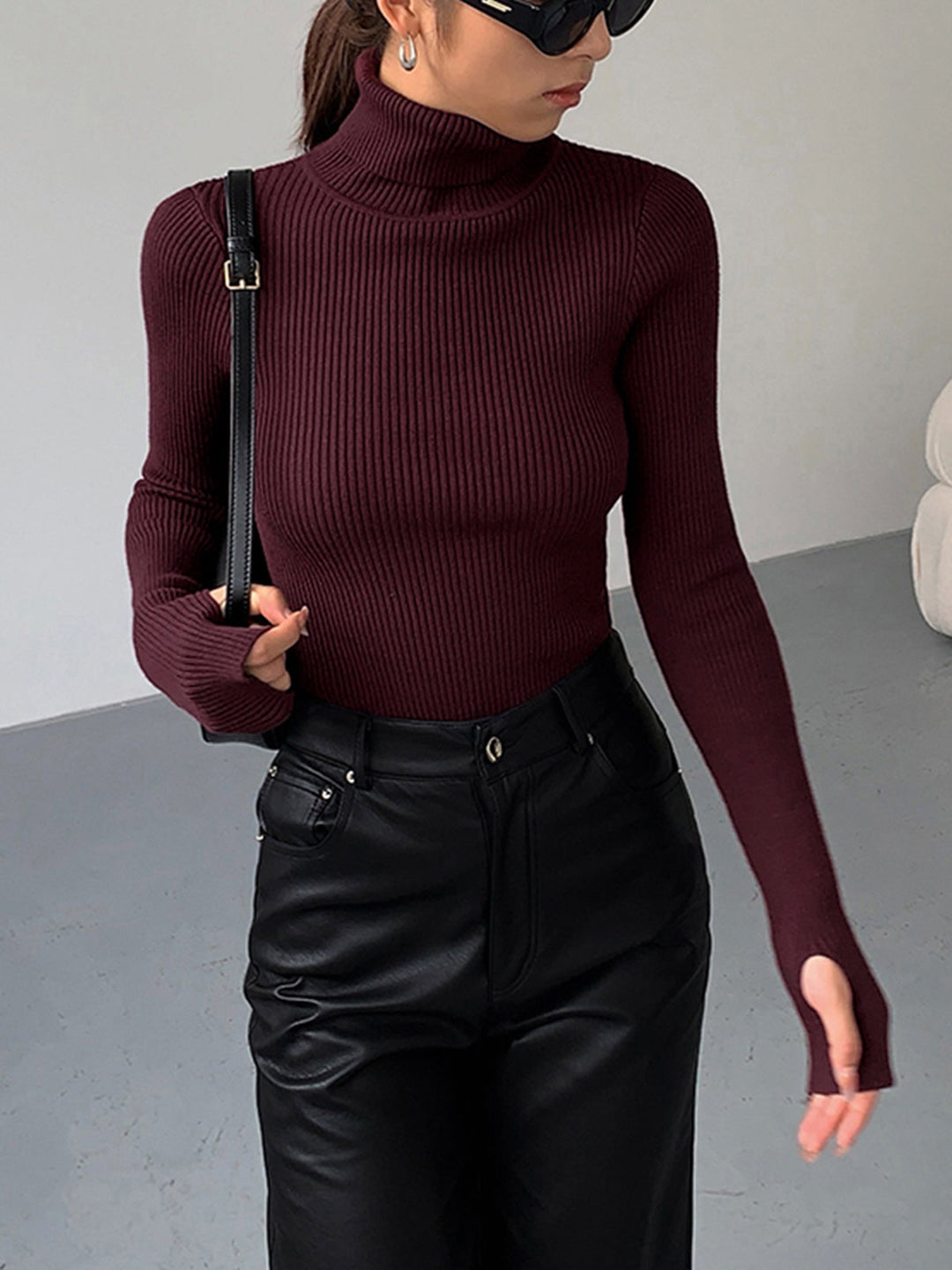 Ruby | Women’s Minimalist Slim Turtleneck Stretch Top
