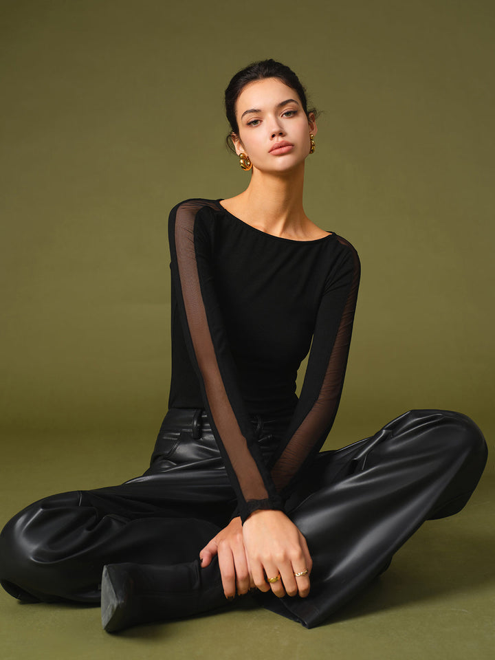 Emma | Women’s Spring Stylish Mesh Sleeve T-Shirt