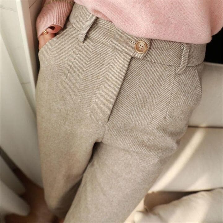 Luke | Men Classic Herringbone Pleated Dress Trousers