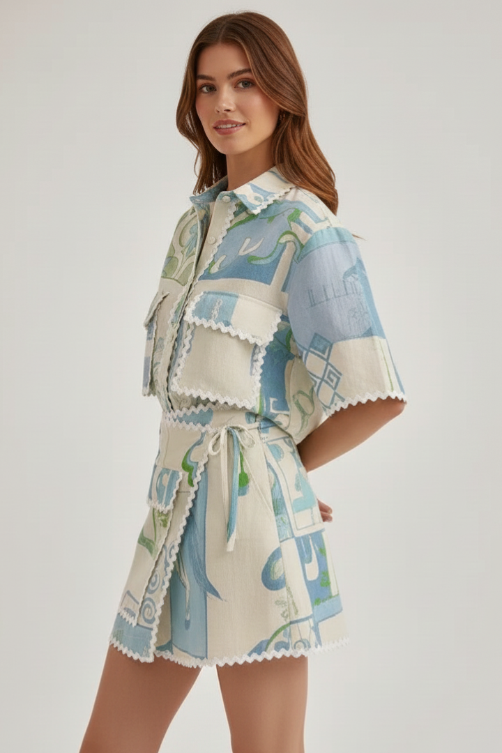 Eloise | Women’s Patchwork Two Piece Set Shorts