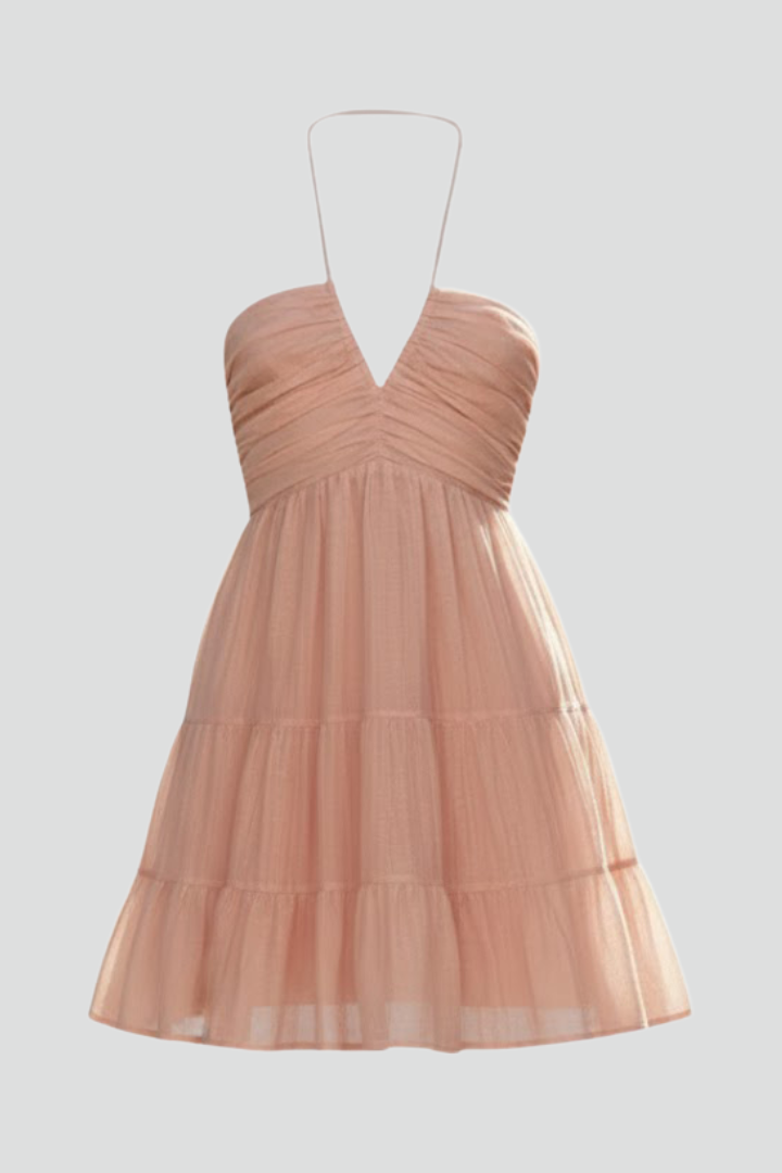 Elizabeth | Women’s Halter Mini Dress with Tiered Skirt