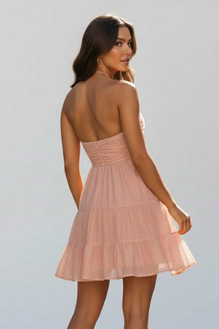 Elizabeth | Women’s Halter Mini Dress with Tiered Skirt