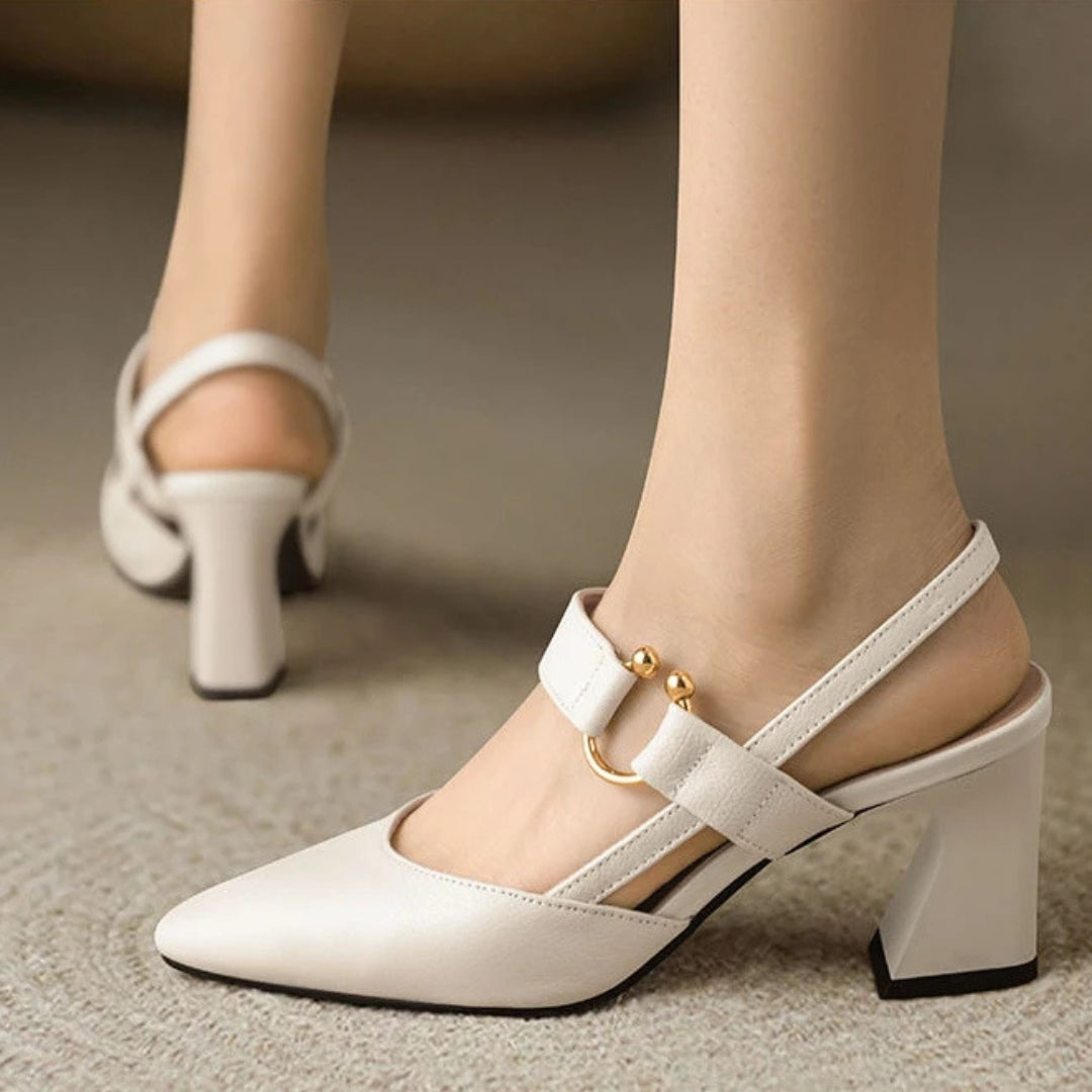 Clara | Women's  Toe Slingback Block Heel Mary Jane Heels