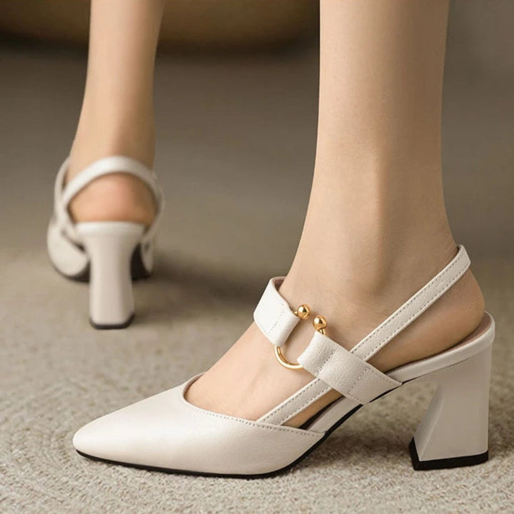 Clara | Women's  Toe Slingback Block Heel Mary Jane Heels