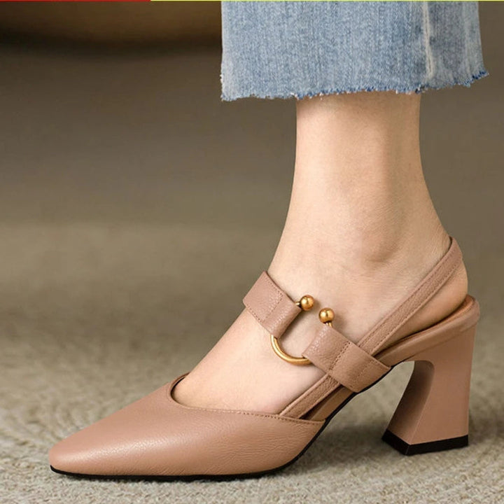 Clara | Women's  Toe Slingback Block Heel Mary Jane Heels