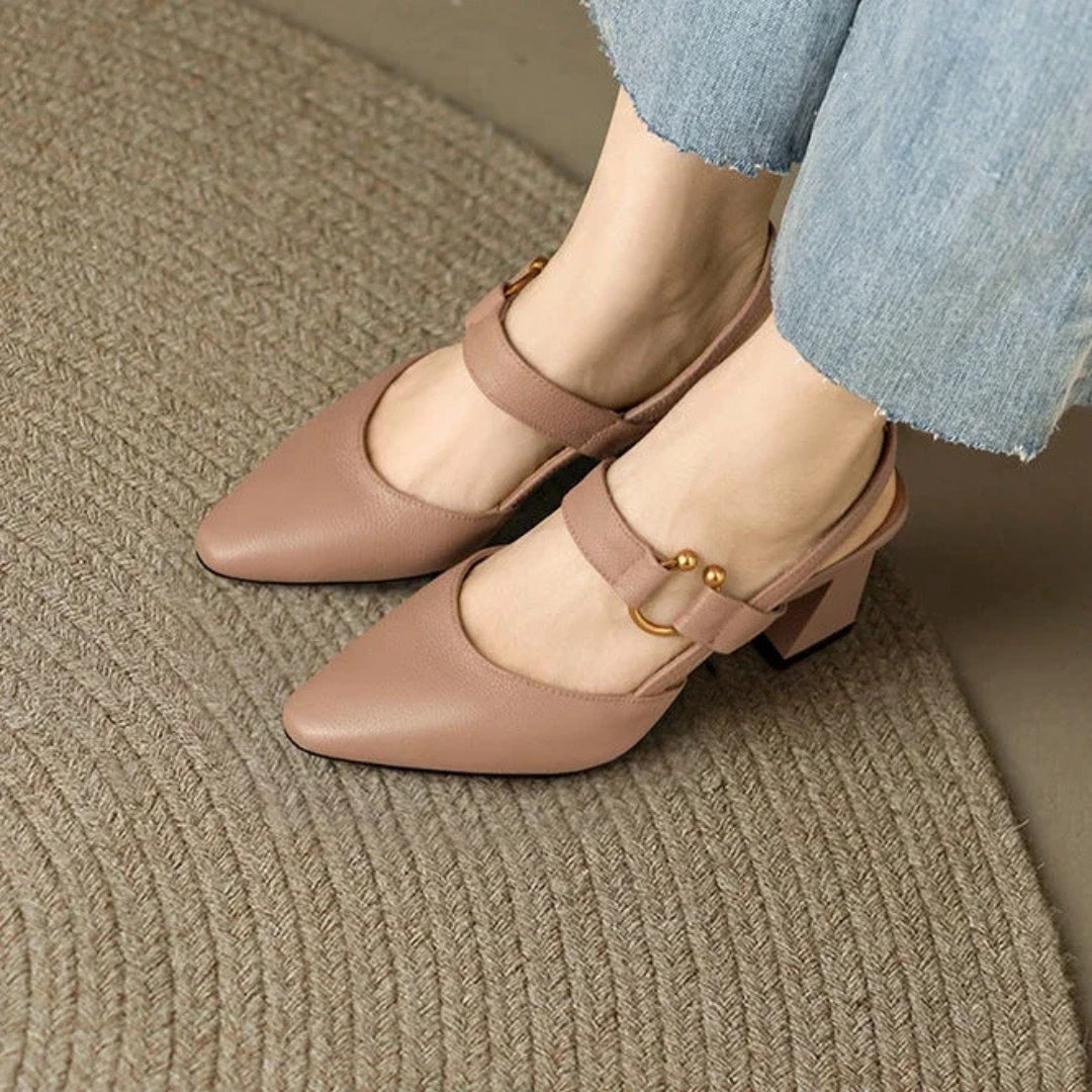 Clara | Women's  Toe Slingback Block Heel Mary Jane Heels